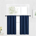Kitchen Blackout Window Curtains Over Sink 36 inch Length (Navy Blue / 29"W x 36"L (Pack of 2))
