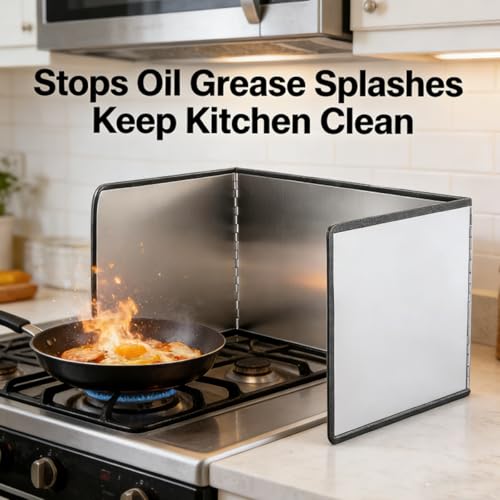 3 Sided Stainless Steel Grease Splatter Guard for Frying Pan
