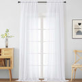 White Sheer Curtains 120 Inches Long 2 Panels (42"W x 120"L (Pack of 2) / White)