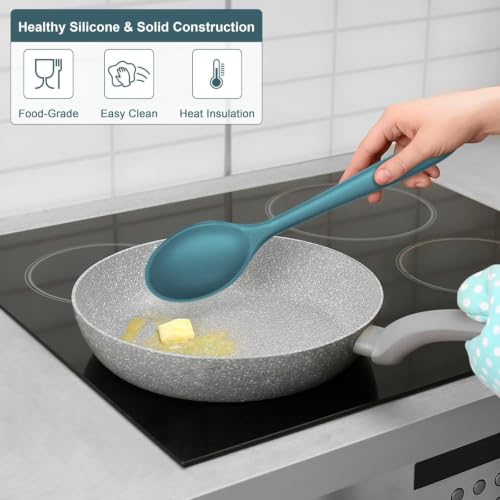 Silicone Cooking Spoon Set of 2 (Blue)