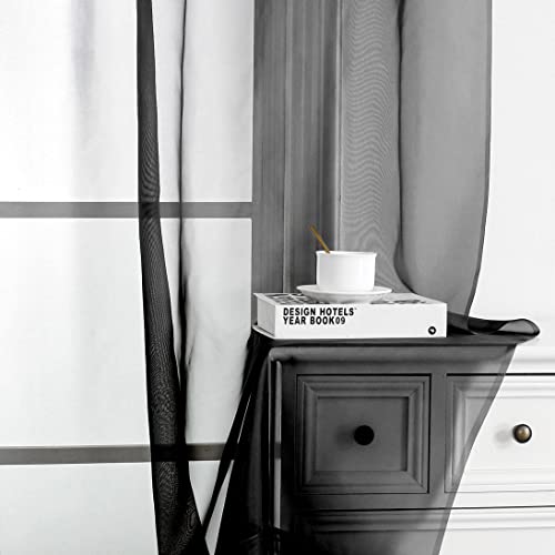 Black Sheer Curtains 120 Inches Long (Black / 42"W x 120"L (Pack of 2))