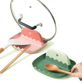 2 Pack Spoon Rest with Lid Holder for Kitchen Countertop (Green & Pink)