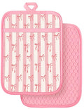 Silcone Bow Pot Holders for Kitchen (Pink Bow)