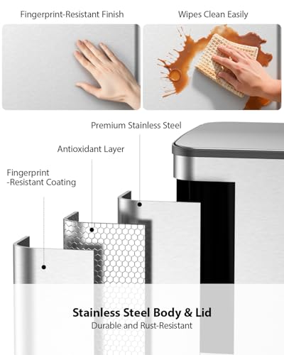 Double Trash Can Kitchen (Silver / 13+5.5 Gallon)