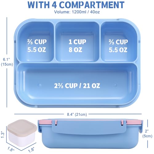 Bento Box Adult Lunch Box (Blue Pink / 1200ML)