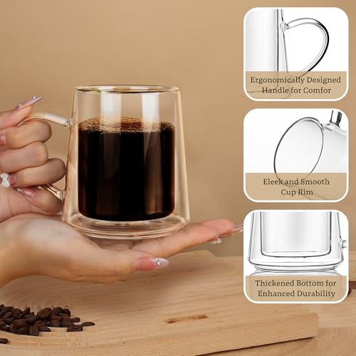 10.8oz Double Wall Glass Coffee Mugs (Clear mug-10.8oz)