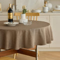 Waterproof Kitchen Faux Linen Round Tablecloth (Coffee / 60" (Round))