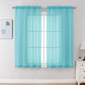 Sheer Curtains 63 Inch Length 2 Panels (Aqua / 42"W x 63"L (Pack of 2))