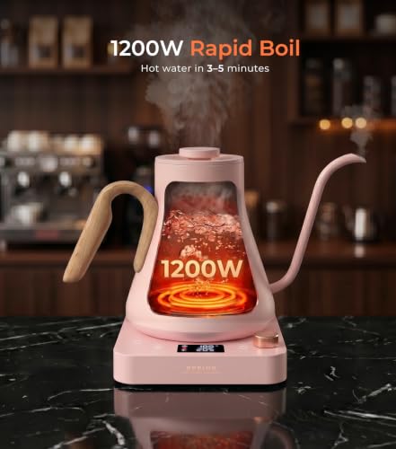 Gooseneck Electric Kettle with Temperature Control (Pink)