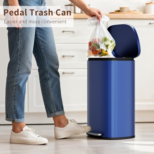 13G Trash Can with Lid (Deep Blue / 13 G)