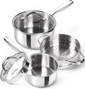 18 10 Stainless Steel Saucepan Set with Steamer (1+2QT)