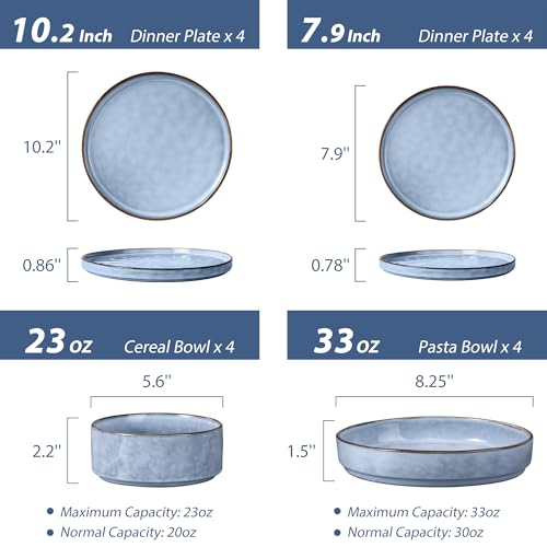 16 Pieces Stoneware Dinnerware Set (16-Piece / Serenity Blue)