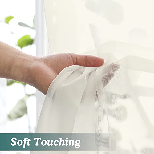 Sheer Curtains Tiers 2 Pieces Set (Ivory / 42"W x 24"L (Pack of 2))
