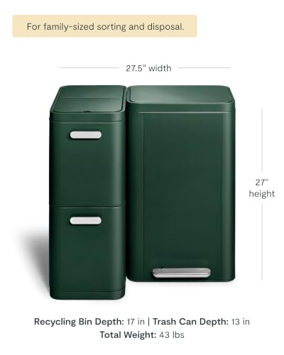 Rectangular Trash and Recycling Duo (Emerald)