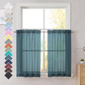 Dusty Blue Sheer Curtains 36 inches Long (Dusty / 42"W x 36"L (Pack of 2))