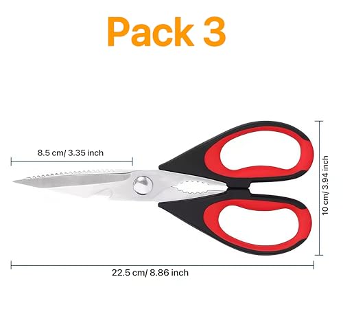 Magnificent Kitchen Scissors Heavy Duty (Red/ Grey/ Orange)