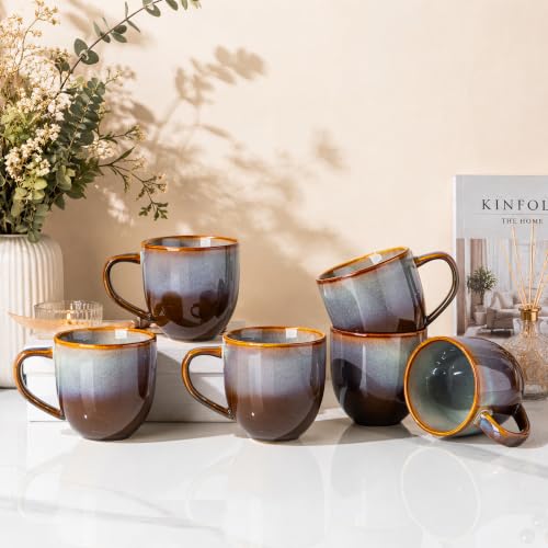 Ceramic Coffee Mugs Set of 6 (Dusk Blue / 12 OZ (Set of 6))
