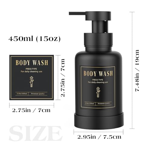 Glass Foaming Soap Dispenser 15oz Hand Soap Bottle (Black)
