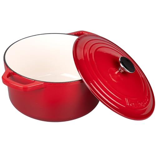Enameled Cast Iron Dutch Oven Pot with Lid (6 QT / Red)