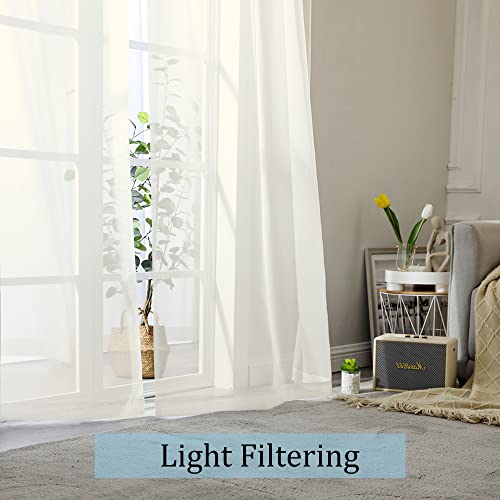 Sheer Curtains 96 Inch Length (Ivory / 42"W x 96"L (Pack of 2))