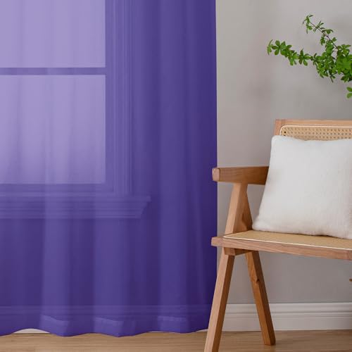 Purple Sheer Valances for Windows (Purple / 42"W x 16"L (Pack of 2))