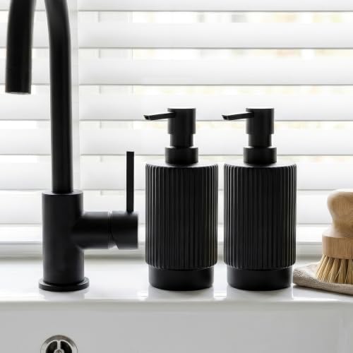 Hand and Dish Soap Dispenser Set for Kitchen (Black / 2 Pack)