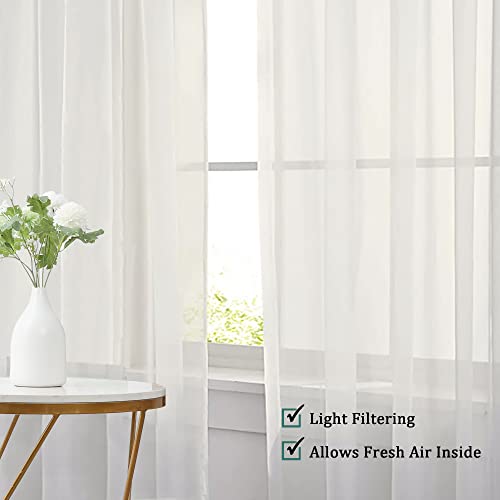 Sheer Curtains 63 Inch Length 2 Panels (Ivory / 42"W x 63"L (Pack of 2))