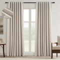 Black Out Rustic 96 Inch Long Linen Curtains 2 Panel Set (Natural Linen / 52"W x 96"L (Pack of 2))