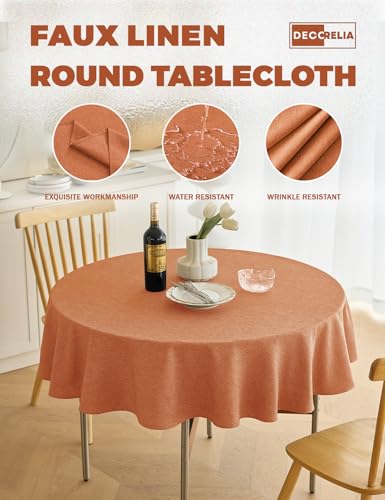 Fall Farmhouse Round Table Cloth for Indoor (Orange / 60" (Round))