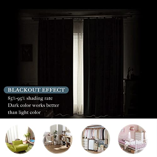 Rod Pocket and Back Tab Blackout Curtains for Bedroom (Cream / 70"W x 63"L (Pack of 2))