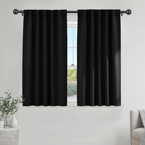 Window Blackout Curtains (Black / 52"W x 54"L (Pack of 2))