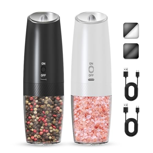 Rechargeable Salt Pepper Grinder Set (Black+White-Set)