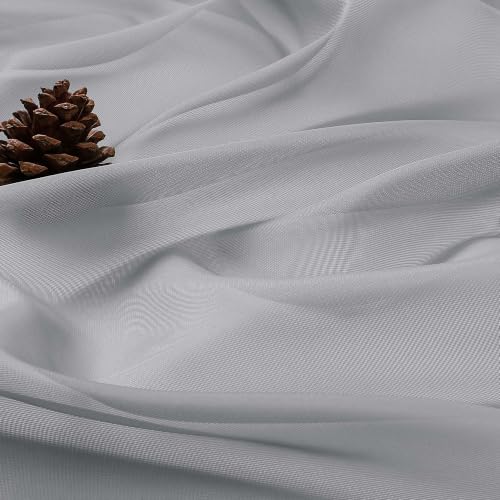 Extra Long Light Grey Sheer Curtains 120 Inches Long 2 Panels (Light Grey / 59"W x 120"L (Pack of 2))