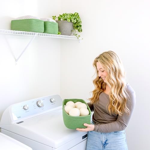 11.8"x8"x4.5” Rectangle Storage Baskets for Shelves 3 Pack (Green / 11.8" x 8" x 4.5")