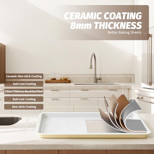 Nonstick Ceramic Baking Sheet with Rack (2-Pack Small 9" x 13")