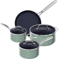 7pc Cookware Set Healthy Duralon Blue Ceramic Nonstick Coated (7 Piece Cookware Set / Rosemary Green)