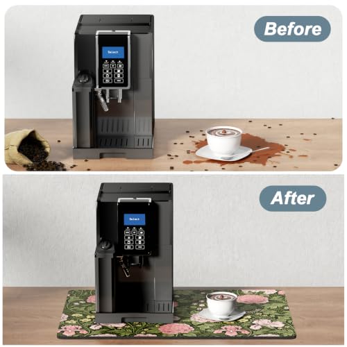 Coffee Mat 16" x 24" Coffee Bar Mats for Espresso Machine Station Accessories and Organizer (Pink Iris Hydrangea / 16" x 24")