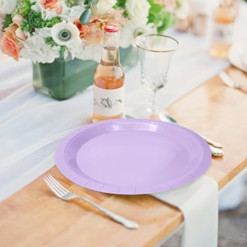 50 Pcs Light Purple Paper Plates 7 Inch Lavender Dessert Plates Disposable Dinner Plates for Baby Shower Bridal Shower Birthday Party Supplies Disposable Paper Plates (light purple dinner plates / 50 Pcs)