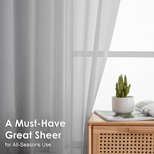 Light Grey Sheer Curtains 96 Inches Long 2 Panels (Light Grey / 42"W x 96"L (Pack of 2))