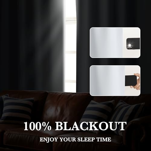 Short White 100% Blackout Curtains for Small Window (100% Blackout - White / 34"W x 36"L (Pack of 2))