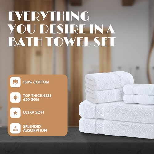 White Bath Towel Set of 6 (White / Bath Towel Set)