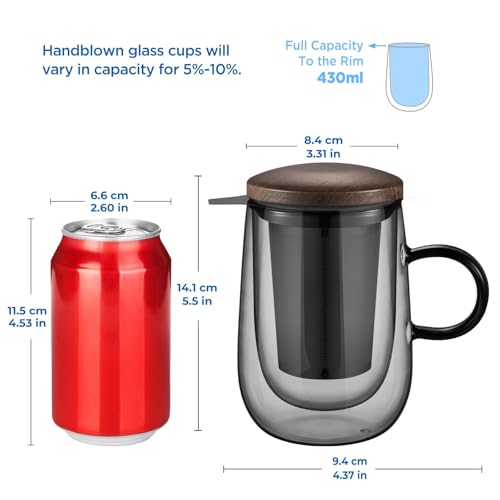 Tea Infuser Mug 14.5oz Double (Type 2 Black)