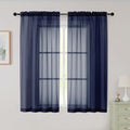 Sheer Navy Blue Curtains for Bedroom Living Room 54 Inch Length 2 Panels Set (Navy Blue / 42"W x 54"L (Pack of 2))