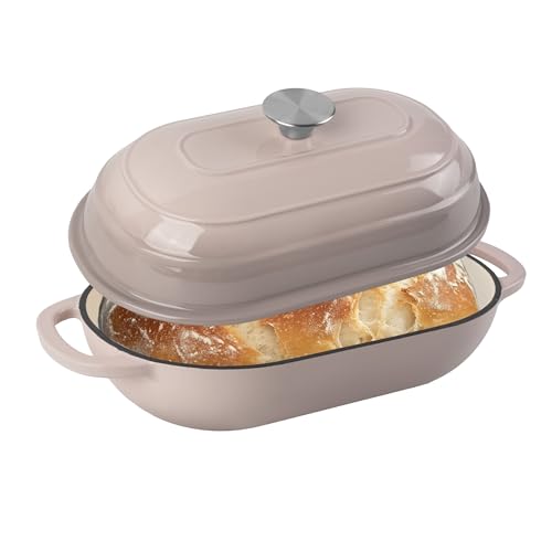 Premium Enameled Cast Iron Dutch Oven for Bread Baking (Gradient Pink / 5 QT)