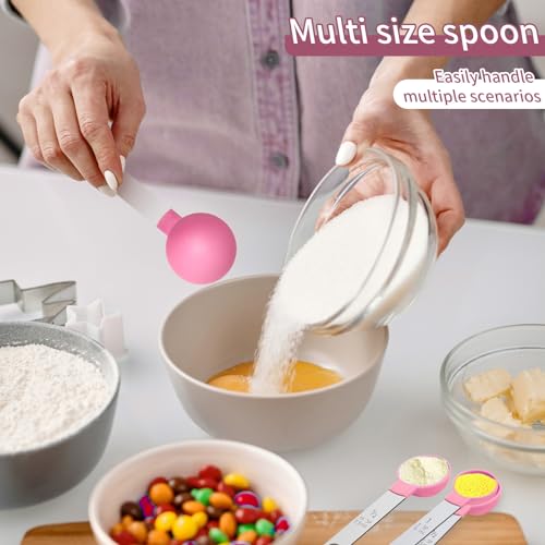 Measuring Cups Set Measuring Spoons Set (Pink)