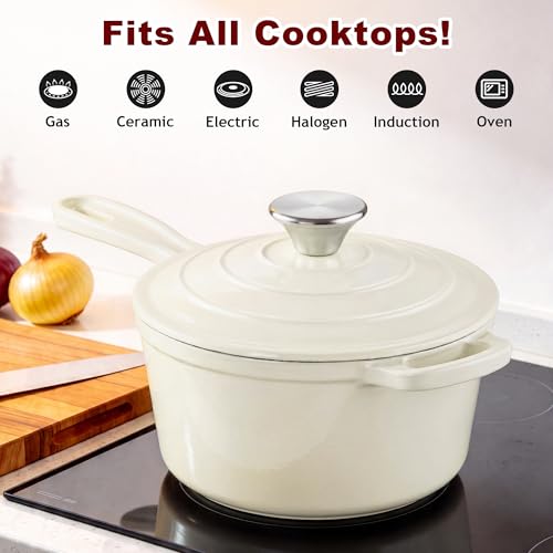 1Qt& 2Qt Saucepan Set (Cream White / 1+2 Quarts)