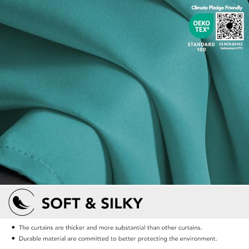 Blackout Curtains for Bedroom 108 Inches Long (Turquoise / 52"W x 108"L (Pack of 2))