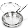 Stainless Steel Frying Pan Set with Lid (8-10-Inch)