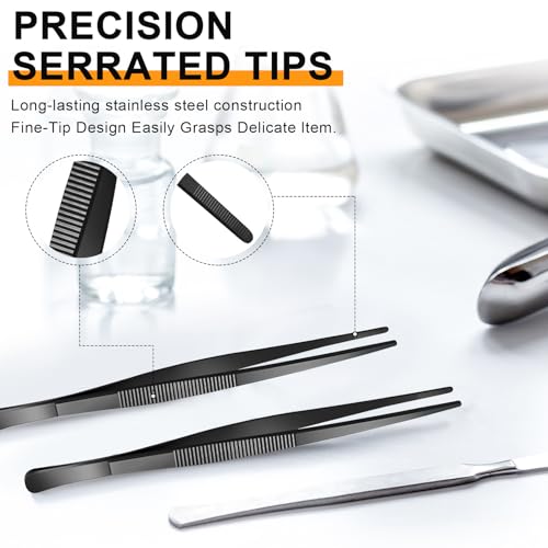 4 Packs 12 Inch Cooking Tweezers Bar Kitchen Tongs (12 Inch / Black)