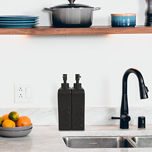 Soap Dispenser Set with Stainless Steel Pump (Black)